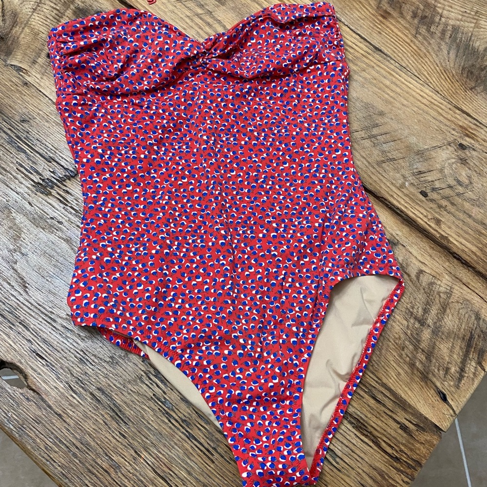 JCrew strapless rosebud swimsuit